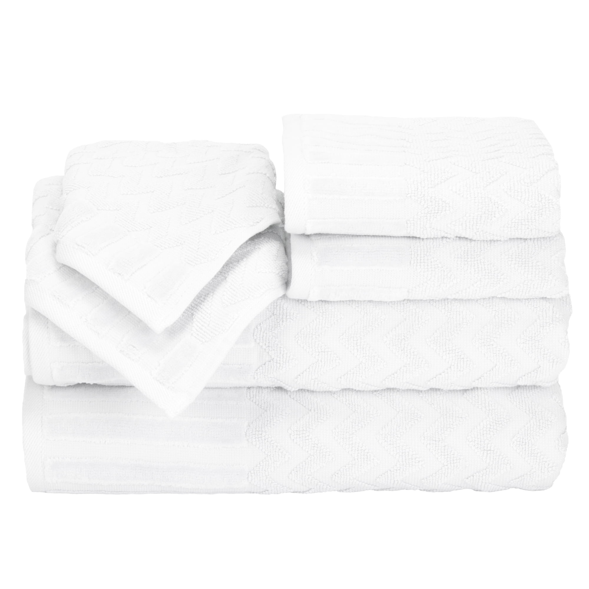 6-Piece Cotton Deluxe Plush Bath Towel Set ' Chevron Pattern Plush Sculpted Spa Luxury De