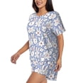 thumbnail image 2 of Fuzoiu Rabbit And Floral Print Women's Short-Sleeved Pajama Set,Lounge Sleepwear Set,Womens Pajama Sets 2 Piece,Button-Up Top and Shorts with Pockets-Medium, 2 of 7