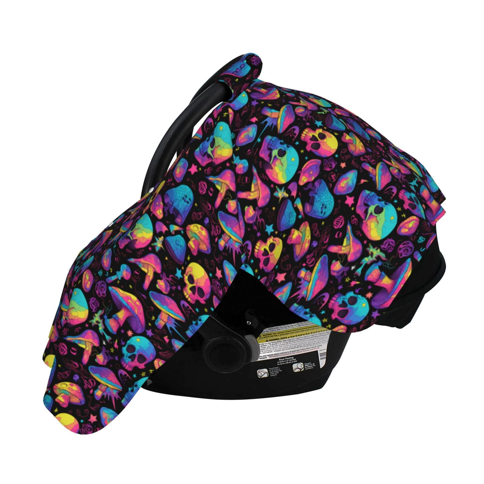 Naloa colorful mushroom Skull Baby Car Seat Cover, Breathable Baby Carrier Cover, Multiuse Baby Carrier Cover & Nursing Breastfeeding Cover