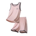 thumbnail image 3 of Afuyipoi Boys Girls 2-Piece Breathable Summer Outfit (1-15 Years) Soft Sleeveless Tank Top and Elastic Waist Shorts Set For Toddler and Kids Pink 2T, 3 of 5