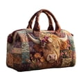thumbnail image 2 of Kieccall Highland Cow Print Patchwork Travel Duffel Bag Weekender Overnight Bag Gift, 2 of 7