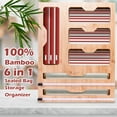 thumbnail image 6 of Natural Bamboo Ziplock Bag Organizer with Cutter, 6 in 1 Kitchen Storage Baggie Organizer for Drawer and Hangind, Plastic Bag Storage for Sandwich, Gallon, Quart, Snack, 6 of 11