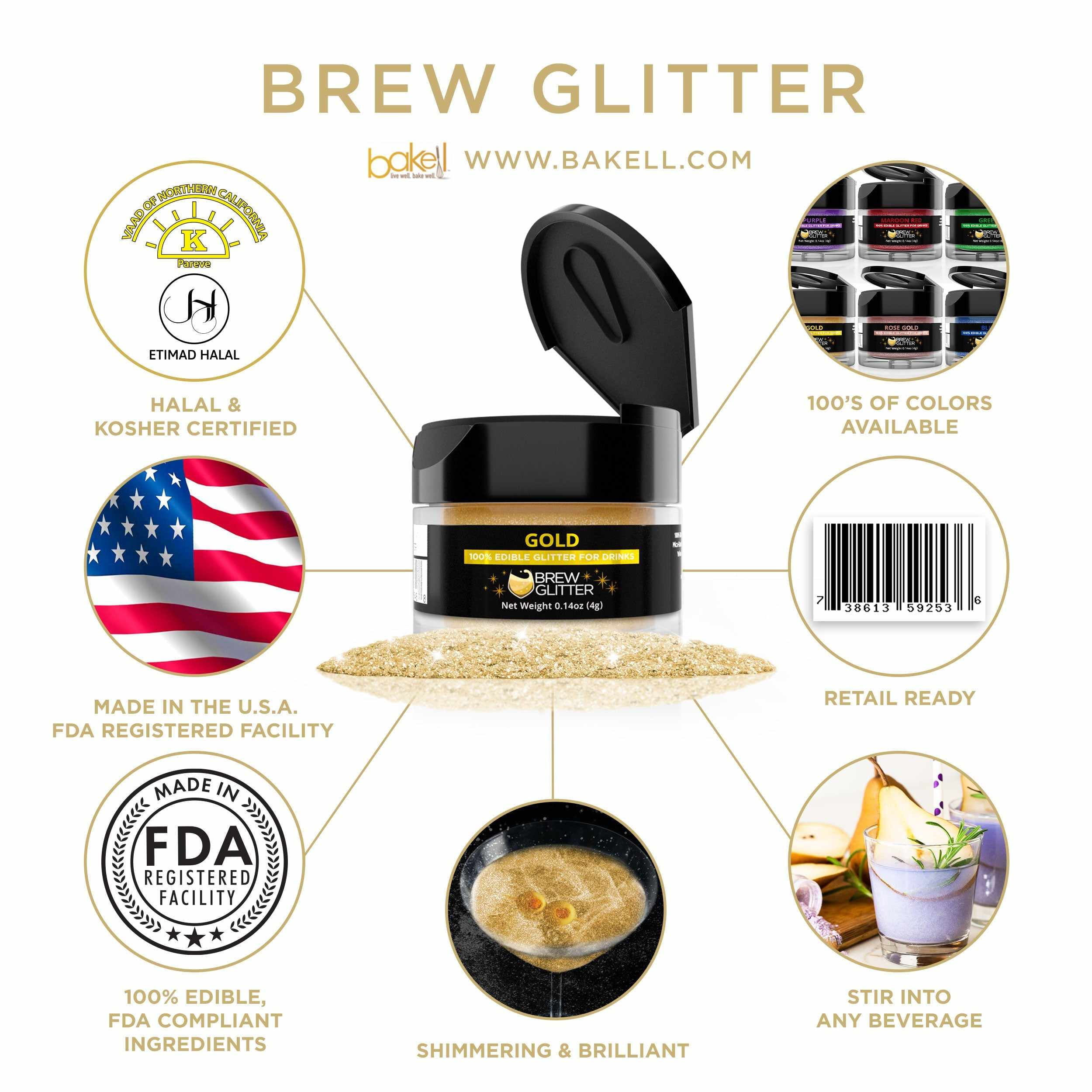 Glitter Meister Edible Glitter for Drinks - GOLD DIGGER - 4 Grams - 10