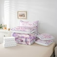 thumbnail image 6 of Homewish Butterfly Printed 7 Pieces Bedding Comforter Set,Rustic Flower Floral Full Bedding Set,Purple Pink Fitted Sheet Flat Sheet For Girl Kids,Luxury Bedroom Decor, 6 of 8