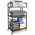 thumbnail image 1 of Gymax 3-Tier Rolling Printer Stand Home Office Large Printer Cart w/ Storage Shelves Rustic Brown & Black, 1 of 10