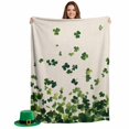 thumbnail image 2 of Throw Blanket Fleece Throw Blanket 50x60in, Irish St. Patrick's Day Green Luck Leaf Soft Lightweight Bed Blankets Vintage Linen Fuzzy Couch Blankets for All Season, 2 of 9