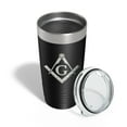 thumbnail image 4 of Freemason Tumbler Symbol Travel Mug Gift Insulated Laser Engraved Coffee Cup Compass Square 20 oz Black, 4 of 5