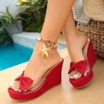 thumbnail image 3 of SACFOF Women Platform Sandals Clear Peep Open Toe Slip-on Wedge High Heel Dress Shoes Office Party Wedding Patent 4 Inch, 3 of 6