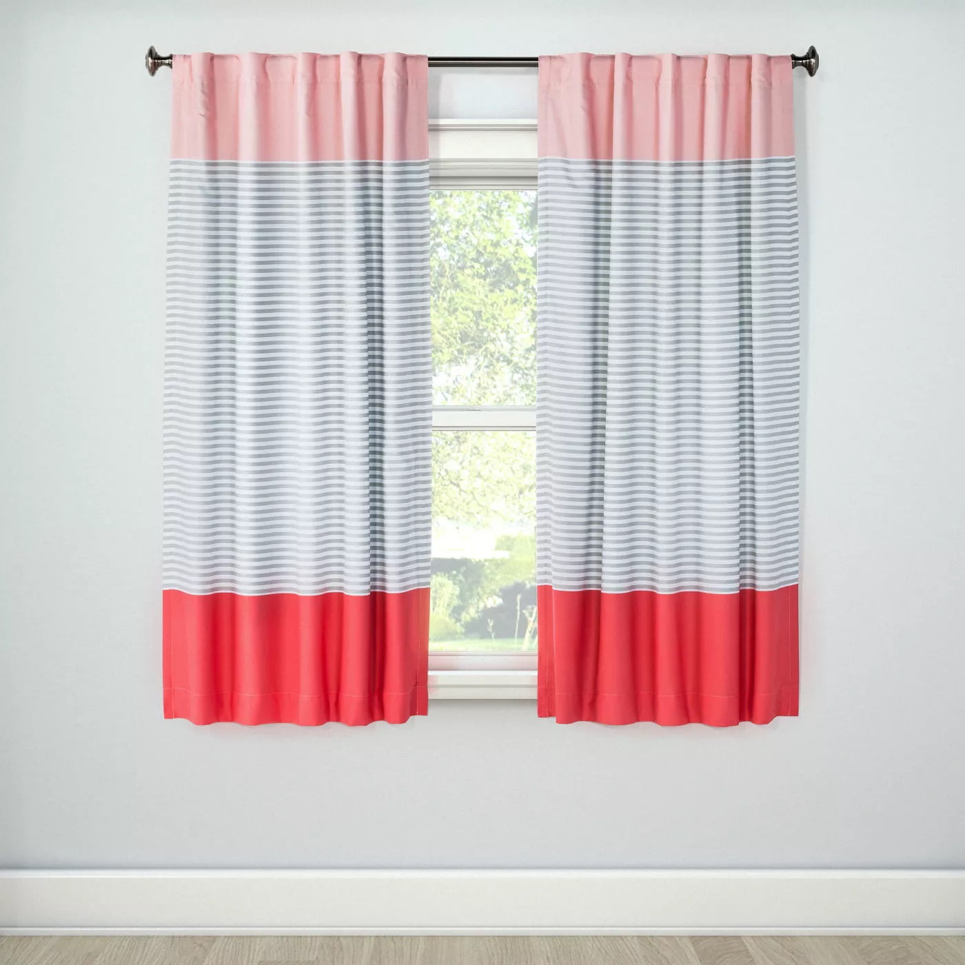 Details about   Pillowfort Blackout Curtain Pink and White Striped 42" X 84" Single Panel