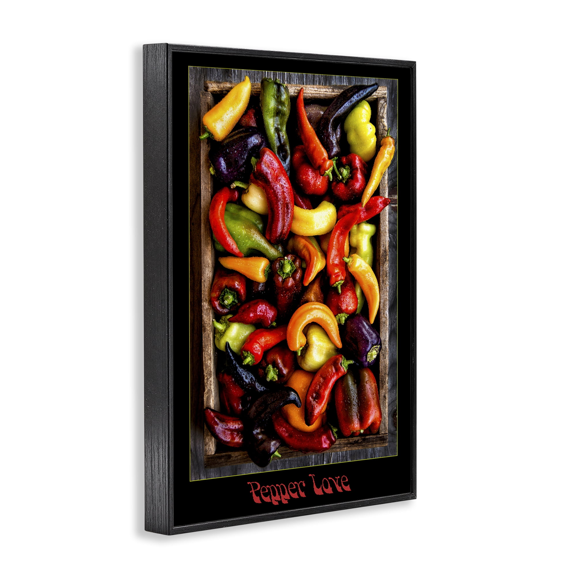 Stupell Industries Pepper Love Vibrant Vegetables Black Framed Giclee Art, design by Carl Kravats