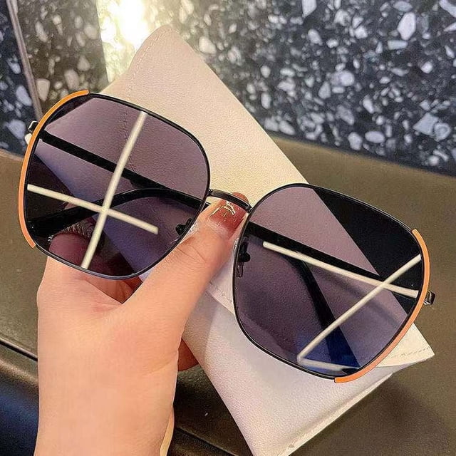 Gafas de sol estilo mujer Gafas de sol modernas y de moda Gafas de sol para mujer Anti-UV Cara redonda Cara grande Adelgazante