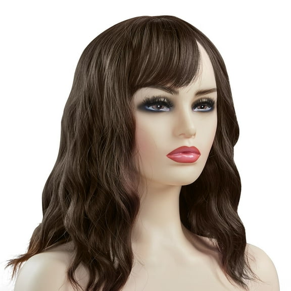 SUCS 14 Inch Short Bob Wavy Wig Curly Wig , SUCS Human Hair Lace Front Wigs Body Wave for Women Shoulder Length Middle Part Natural Looking Wigs, Natural Looking Synthetic Hair, Brown