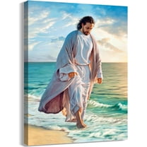 Jesus Pictures for Wall Canvas Poster, Christian Jesus Wall Art Decor, Framed God Print Painting for Living Room, 12"X16" (Jesus07)