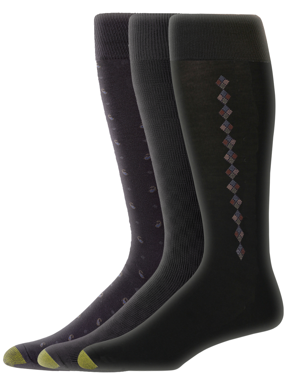 GOLDTOE Gold Toe Over The Calf Dress Socks 3 Pack, Black, Large