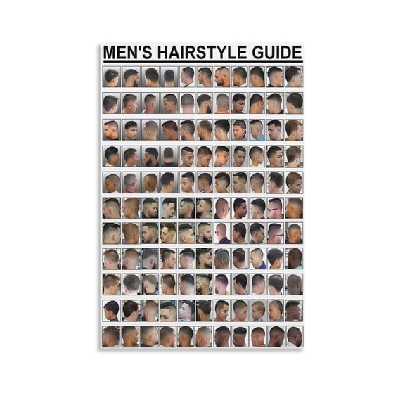 Men's Hairstyle Guide Poster - Aesthetic Barber Information Canvas Wall Art for Barbershop and Home Salon Decor