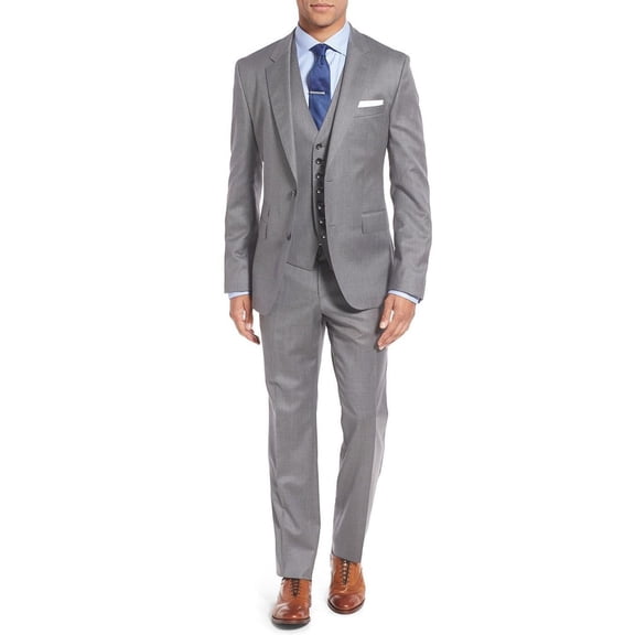 Mens Ticket Pocket Three Piece Modern Fit Gray Modern Fit