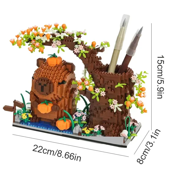 Charming Capybara Building Block Pen Holder - Multifunctional Desk Organizer