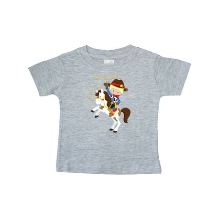 

Inktastic Little Cowboy Cowboy On White Horse Blond Hair Gift Baby Boy T-Shirt