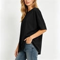 thumbnail image 5 of HOMBOM Womens Shirts Short Sleeve Pullover Black Summer Solid Color Crew Neck Loose T Shirts for Young Women, 5 of 6