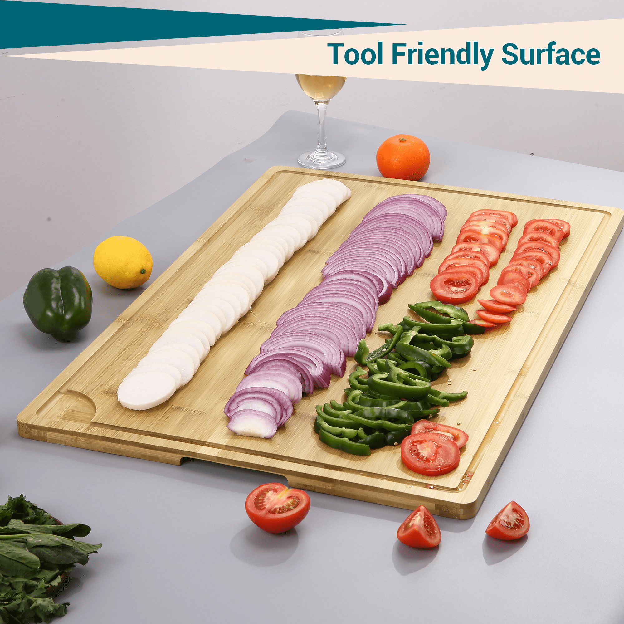 Extra Large Bamboo Cutting Board, 20 x 30 Inch Reversible Chopping Board with Deep Juice Groove and Handles, Pre-oiled Butcher Block Cutting Board for Meat, Vegetables, Fruit