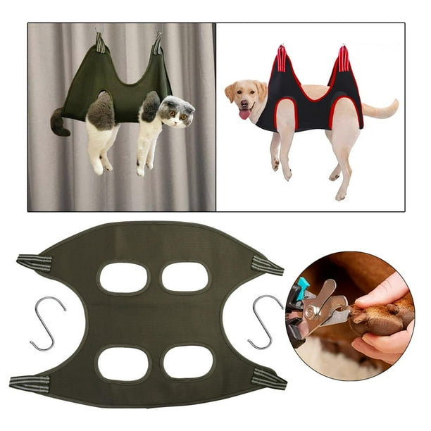 Hamaca funciones para el atención de mascotas, arnés para colgar perros, ayudante de hamacas para perros, soporte para perros para cortar uñas, S Yinane Hamaca de aseo para gatos