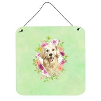 Carolines Treasures CK4395DS66 Golden Retriever Green Flowers Wall or Door Hanging Prints 6x6 multicolor
