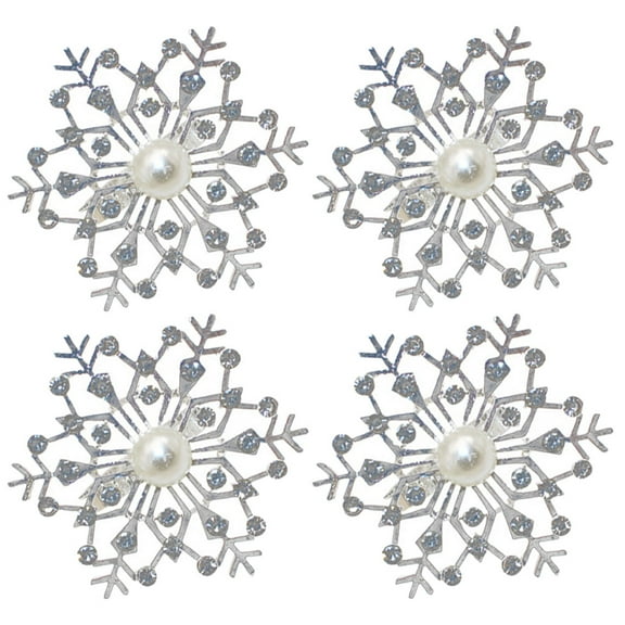 GAXIRE Set of 4 Snowflake Napkin , Alloy Table Decor for Christmas Party and Holiday Dining