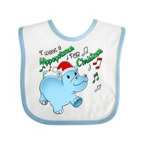 Inktastic I Want a Hippopotamus for Christmas Hippo in Santa Hat Boys or Girls Baby Bib