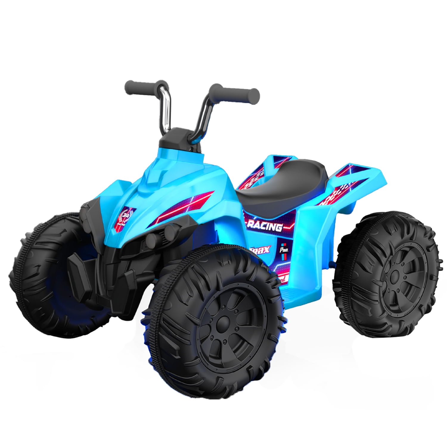 Kid Trax 12V Glow ATV Ride-On Toy, Blue, with LED Lights, Rechargeable Battery, Ages 3–6