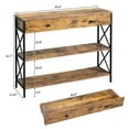 thumbnail image 2 of Table Console à 3 Niveaux pour Entrée avec Tiroir et 2 Rangements Ouverts, Table de Canapé Industrielle avec Rangement pour Salon, Table Console Étroite avec Design en X, Robuste et Durable, 2 of 9