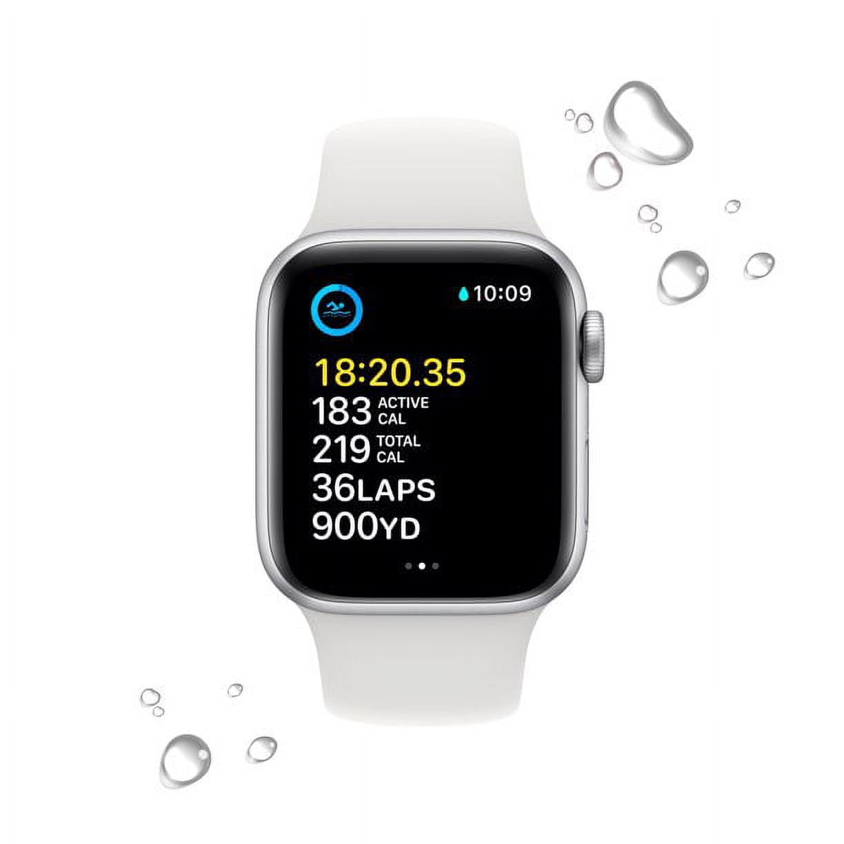 Apple Watch SE (2nd Gen) Cellular Aluminum Case with White Sport Band, Apple Products, Silver/40mm, 1, 1
