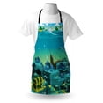 thumbnail image 3 of Cartoon Apron Seascape Underwater with Treasure Galleon and Sunk Ship Pirate Kids Print, Unisex Kitchen Bib Apron with Adjustable Neck for Cooking Baking Gardening, Teal and Yellow, by Ambesonne, 3 of 3