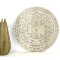 thumbnail image 3 of Strata Furniture 24x24" Round Traditional Wood Lotus Panel in Sand Washed Beige, 3 of 5