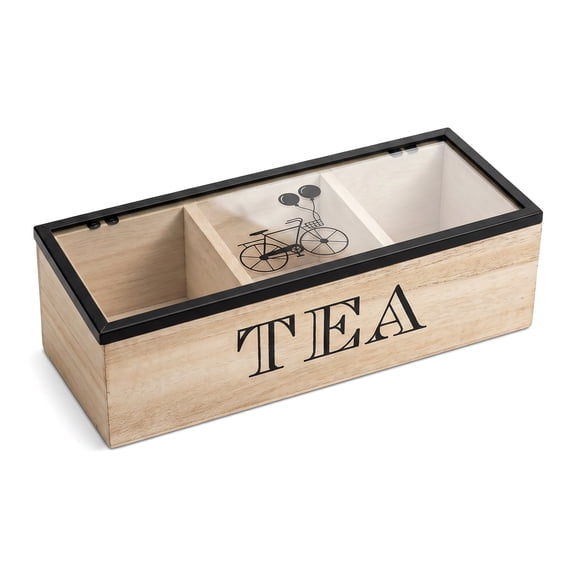Wooden Tea Storage Box, Compartment Organizer, Perfect for Tea Bags and Snacks, Ideal for Kitchen and Office Decor, Great for Home Organization