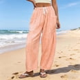 thumbnail image 5 of vigerkar Casual Wide Leg Plaid Barrel Pants for Women Drawstring Low Waist Palazzo Harem Trousers with Pockets (Orange, S), 5 of 6