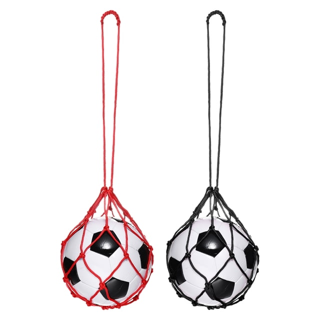 Unique Bargains Solo Soccer Training Ball Net, Football Practice Net Fits Ball Size 3, 4, 5, Red, Black 2Pcs