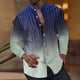 thumbnail image 1 of Blusa y camisa de manga larga con cuello alto para hombre, estilo informal, a rayas, con cuello alto, tipo cárdigan, camisa con botones, blusa de poliéster para hombre, 1 of 9
