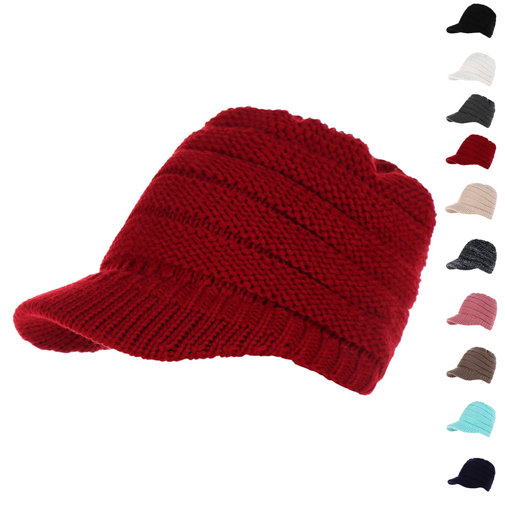 NEW Fashion Unisex Winter Visor Beanie Knit Hat Cap Crochet Men Women Ski Warm 