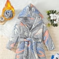 thumbnail image 2 of Tisuna Toddler Girls Boys Pajamas Dinosaur Print Long Sleeve Cute Ear Hooded Robe Warm Cute Autumn Winter Kids Robe Sleepwear Dark Gray Size 3-4 Years, 2 of 6
