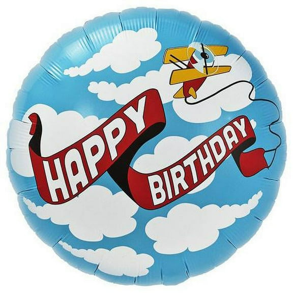 LOONBALLOON Birthday-for-him-Balloons, 18″ BIRTHDAY PLANE BANNER
