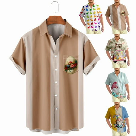 

Easter Teens Mens Button Down Hawaiian Shirt 3D Printed Polyester Clothes For Men