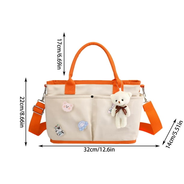 Yhmxh Organizadores y almacenamiento Bolsa de pañales para bebés, bolsillos de gran capacidad, correas para cochecito, colgante de oso, broche para biberón, pañal para bebé, paquete posparto.