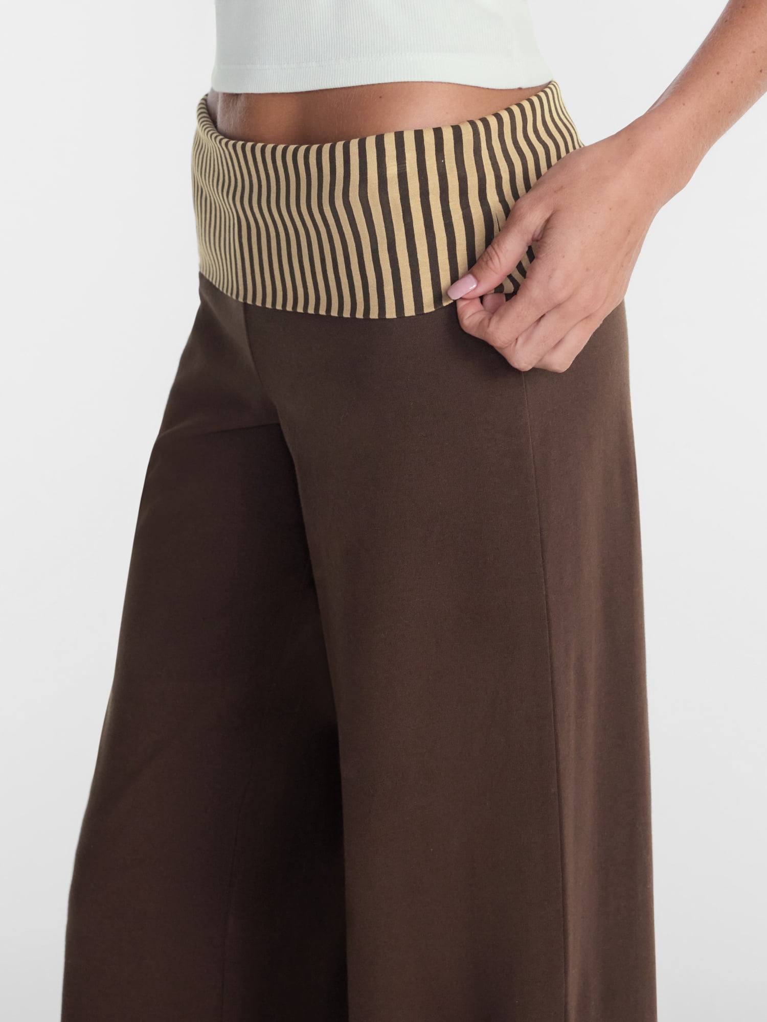 No Boundaries Foldover Wide Leg Pants, 31'' Inseam, Women's XXS-XXL