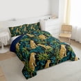 thumbnail image 3 of Homewish Cartoon Jungle Leopard Queen Comforter Set for Kids, Rustic Cheetah Lover Bedding Sets, Palm Leaf Plant Reversible Bedding Comforter Set, Super Cozy Room Decor, 3-Piece, 3 of 8