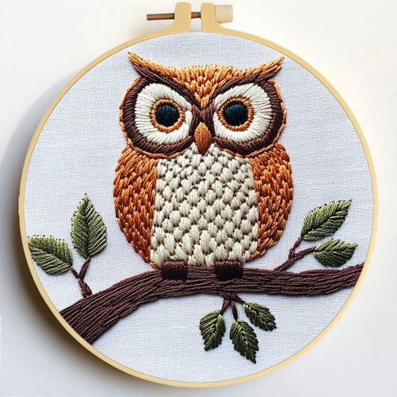 Punch Needle Kits Owl Embroidery Starter Set with Hoop Easy for Beginners DIY Stress Relief Handmade Craft Hobby and Home Decor 20x20cm-4