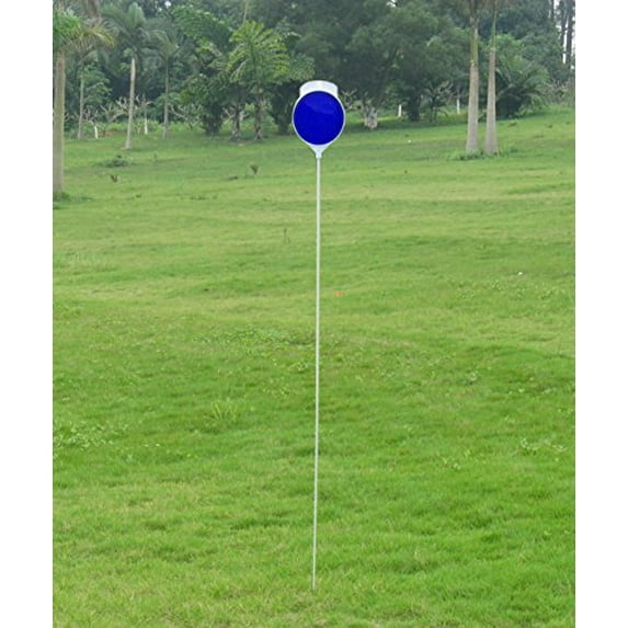 FiberMarker 60inchx1/4inch Solid Driveway Markers White with Double Side Blue Reflector 4.5inchx3inch (6pack)