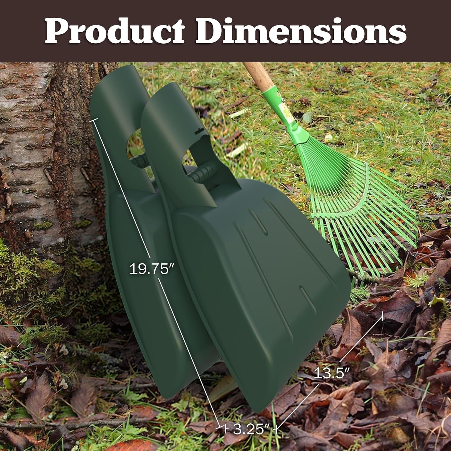 Leaf Scoops Hand Rakes - Lightweight, Durable Grabber Tool for Scooping Up Leaves, Spreading Mulch, Gardening, and Yard Work by General (Green)