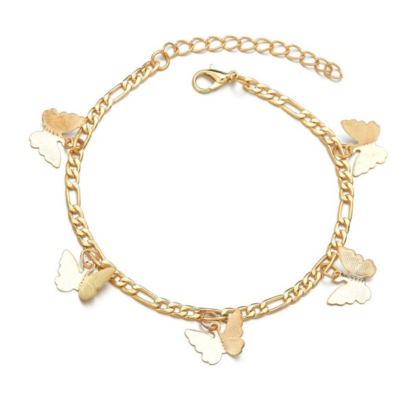Tobilleras Ajustable Jumpingount Oro Plata Mariposas Colgante AP010425-01