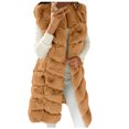 thumbnail image 2 of BLTIBY Womens Faux Fur Vest Jacket Fall Winter Coats Solid Color Fleece Thick Sleeveless Shaggy Warm Long Outerwear with Pockets Fashion Clothes Brown XXL, 2 of 5
