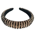 thumbnail image 2 of Sonducket Diademas con cuentas de cristal, tocado grueso de punto, aros de moda, diademas, tocados, regalo para mujer, fiesta, playa Accesorio para el cabello Oro negro, 2 of 6